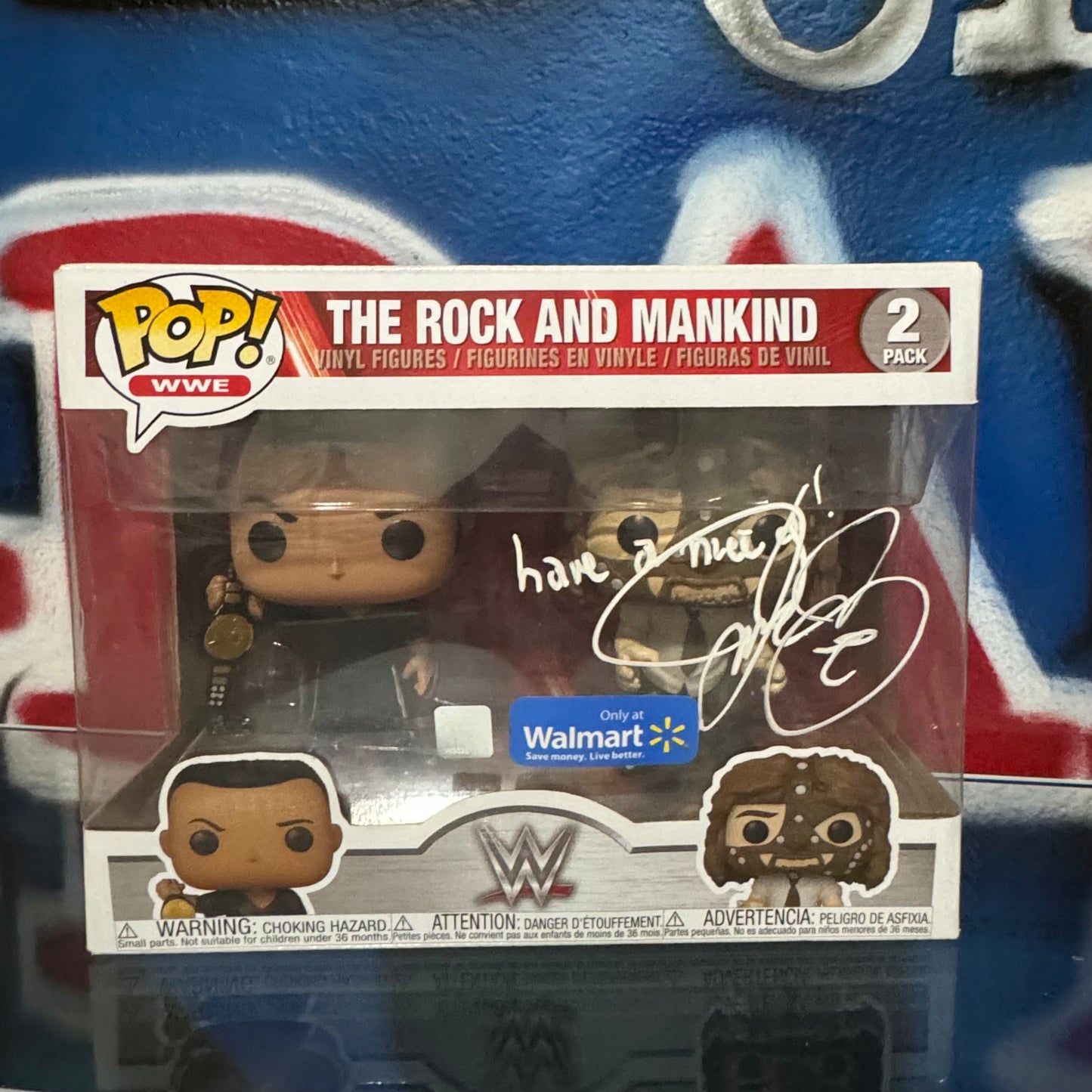 Autographed The Rock and Mankind Funko POP Set
