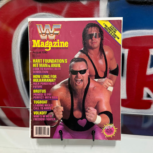 WWF August 1990 The Hart Foundation Bret Hitman Hart & Jim Neidhart Magazine